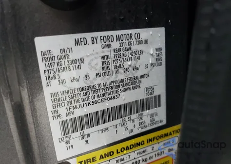 2012 Ford Expedition Limited z USA, uszkodzony, nr VIN 1FMJU1K56CEF04837